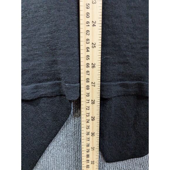 Eileen Fisher Open Front Cardigan Womens Medium Waterfall Collar Wool Black - Picture 9 of 12